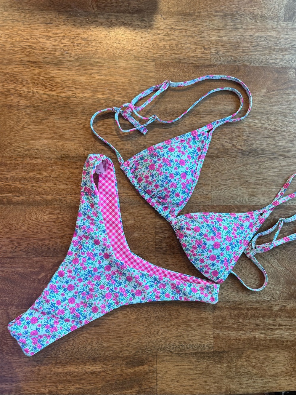 Pink and Blue Floral Bikini Two-Piece NWOT